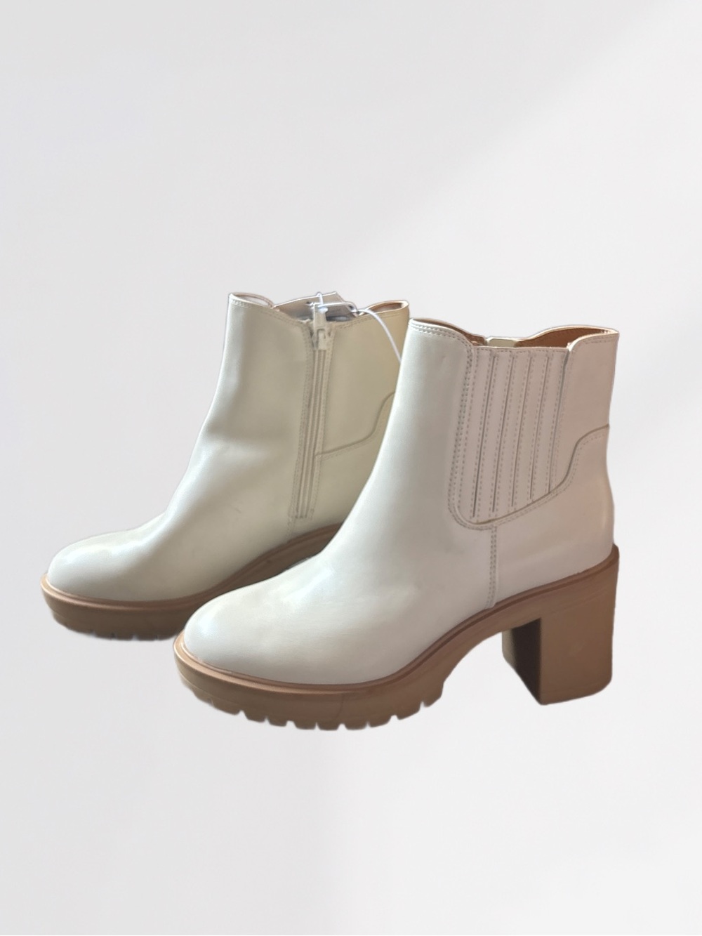 Universal Thread Cream FauxLeather Block Heel Ankle Booties